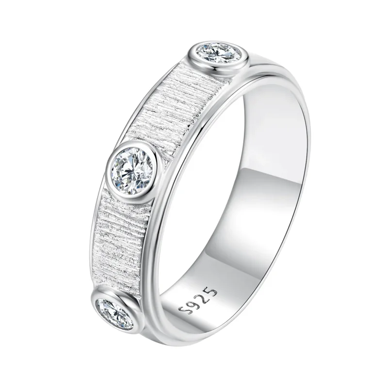 (image for) Pandora Style Delicate Moissanite Band Ring for Men - MSR032 - Product Image