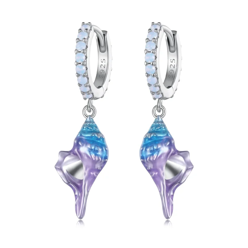 (image for) Pandora Style Dream Conch Hoops Earrings - BSE841 - Product Image
