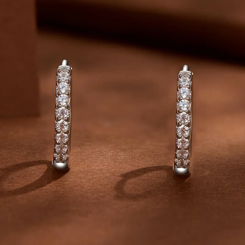 (image for) Pandora-style fine Moissanite hoops earrings - MSE022 - View 2