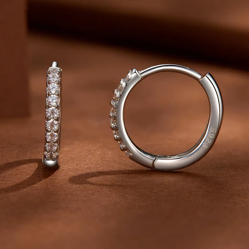 (image for) Pandora-style fine Moissanite hoops earrings - MSE022 - View 3