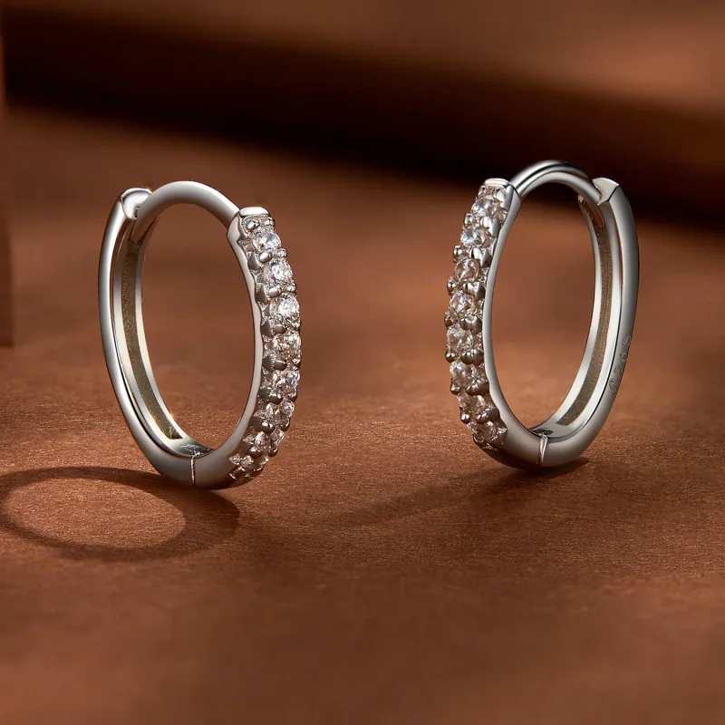 (image for) Pandora-style fine Moissanite hoops earrings - MSE022 - View 4