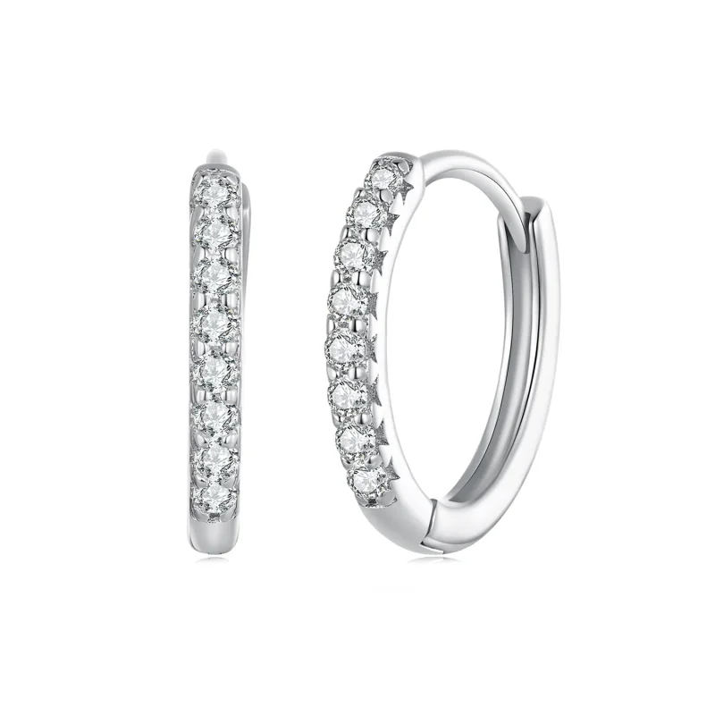 (image for) Pandora-style fine Moissanite hoops earrings - MSE022 - Product Image
