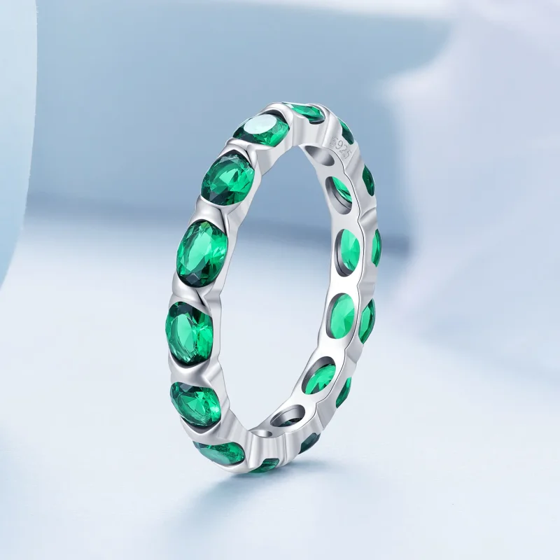 (image for) Pandora Style Full Pave Green Spinel Ring - BSR432 - View 2