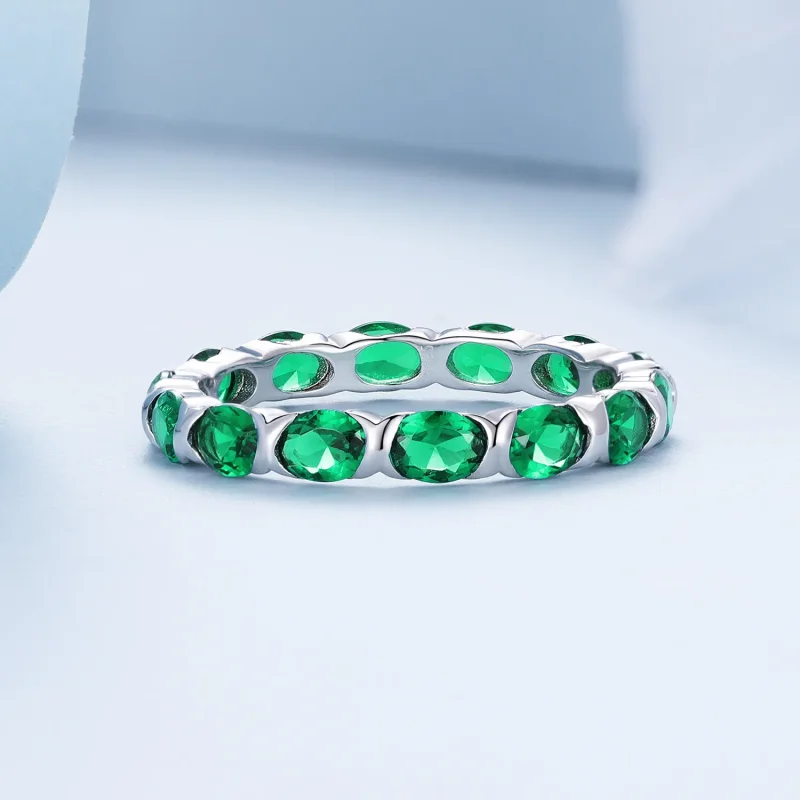 (image for) Pandora Style Full Pave Green Spinel Ring - BSR432 - View 3