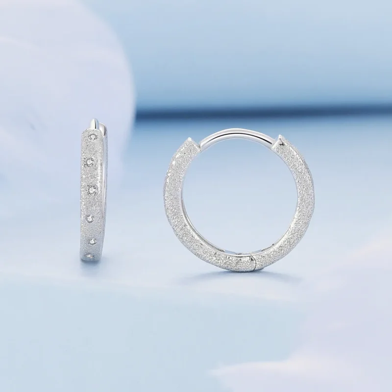 (image for) Pandora Style Geometric Flash Hoops Earrings - BSE848 - View 2
