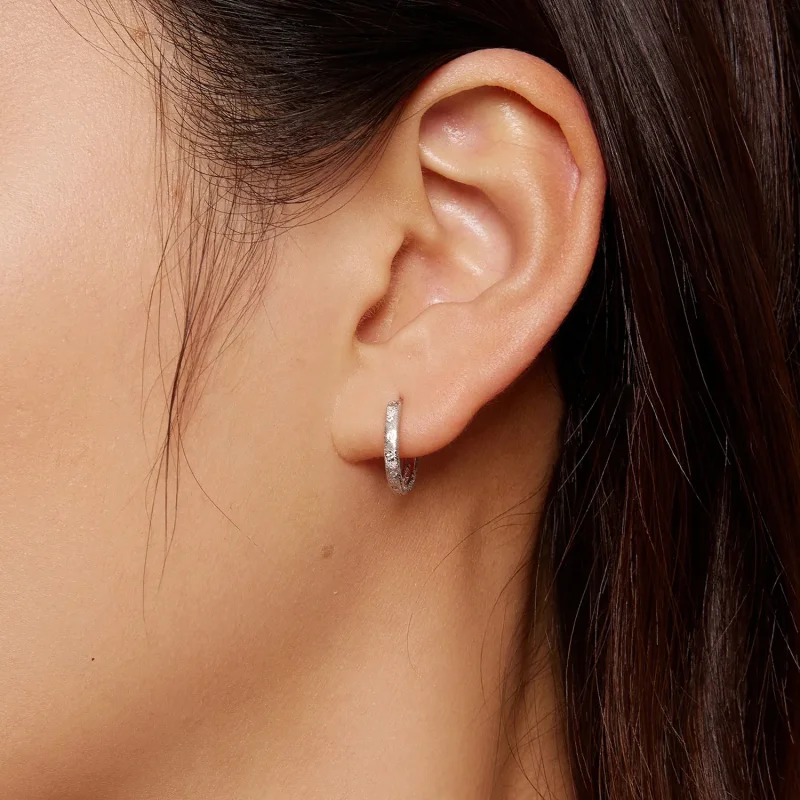 (image for) Pandora Style Geometric Flash Hoops Earrings - BSE848 - View 5