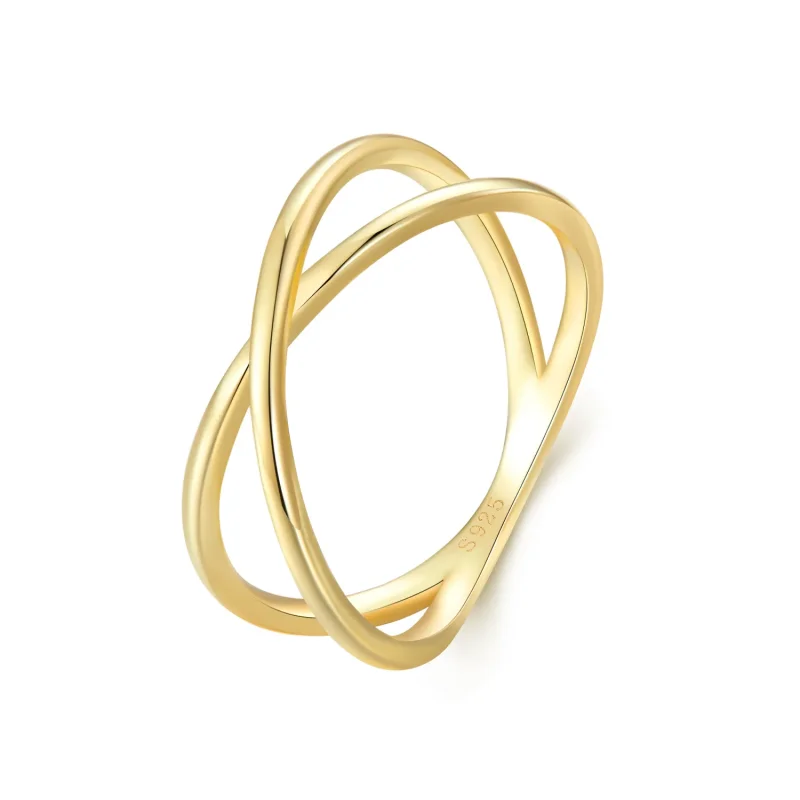 (image for) Pandora Style Gold Plated Crossover Ring - SCR543-B - Product Image