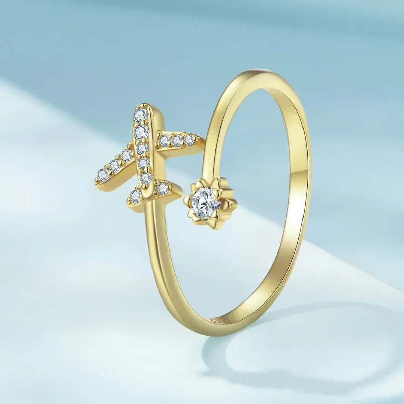 (image for) Pandora Style Gold Plated Distance Open Ring - SCR623-B - View 2