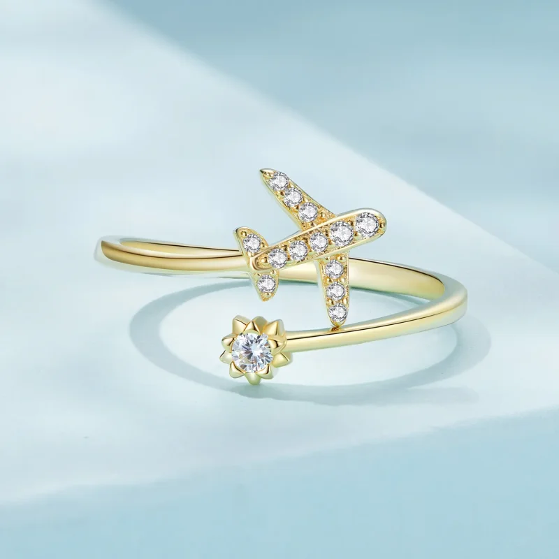 (image for) Pandora Style Gold Plated Distance Open Ring - SCR623-B - View 3