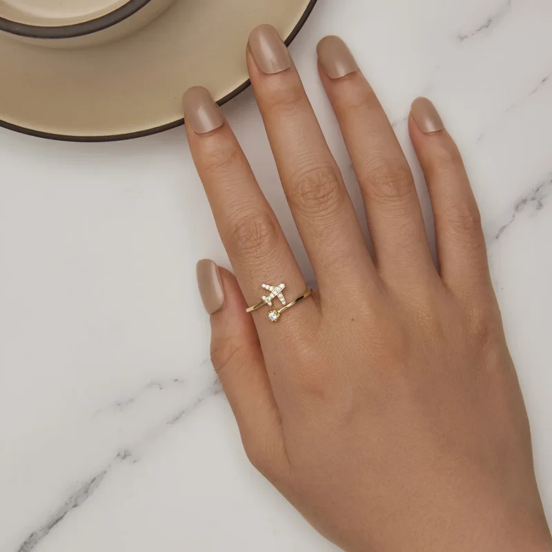 (image for) Pandora Style Gold Plated Distance Open Ring - SCR623-B - View 5