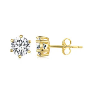 (image for) Pandora Style Gold Plated Shiny Zircon Stud Earrings - BSE615-5B