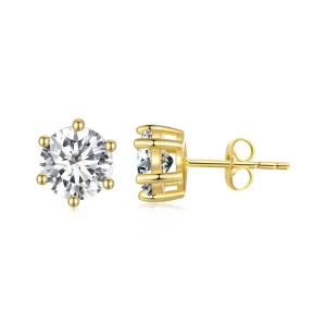 (image for) Pandora Style Gold Plated Shiny Zircon Stud Earrings - BSE615-7B