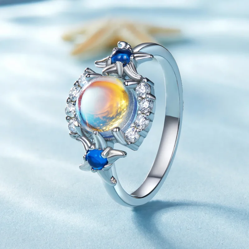 (image for) Pandora Style Gradient Moonstone Starfish Ring - BSR446 - View 2