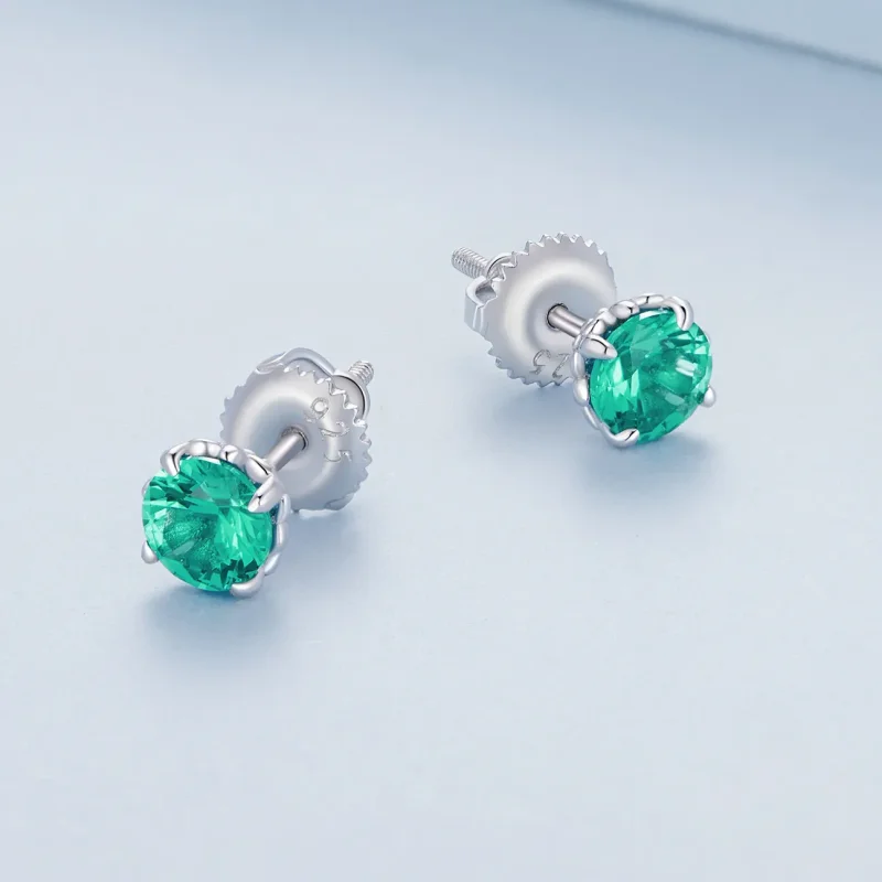 (image for) Pandora Style Green Nano Stud Earrings - BSE831-GN - View 4