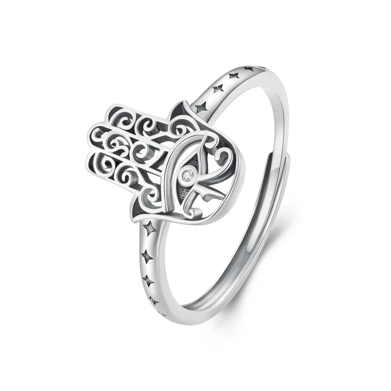 (image for) Pandora Style Hand of Fatima Open Ring - SCR938 - Product Image