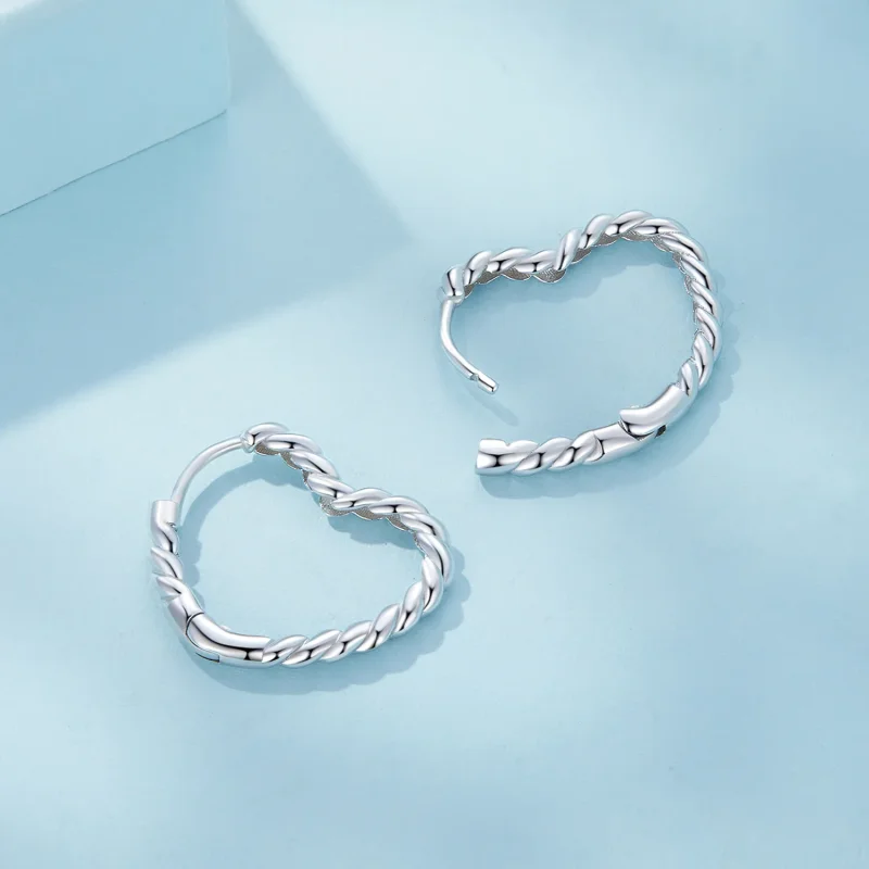 (image for) Pandora Style Heart-Shaped Hoops Earrings - SCE1606 - View 4