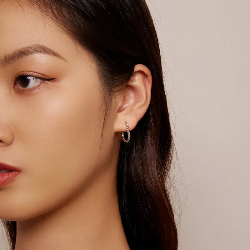 (image for) Pandora Style Heart-Shaped Hoops Earrings - SCE1606 - View 8