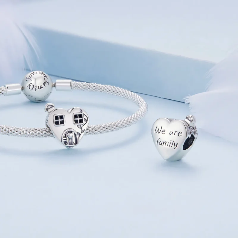 (image for) Pandora Style Heart Shaped House Charm - BSC871 - View 4