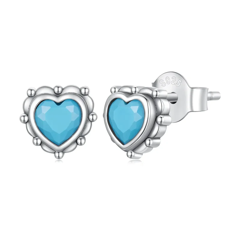 (image for) Pandora Style Heart-Shaped Stud Earrings - SCE1592 - Product Image