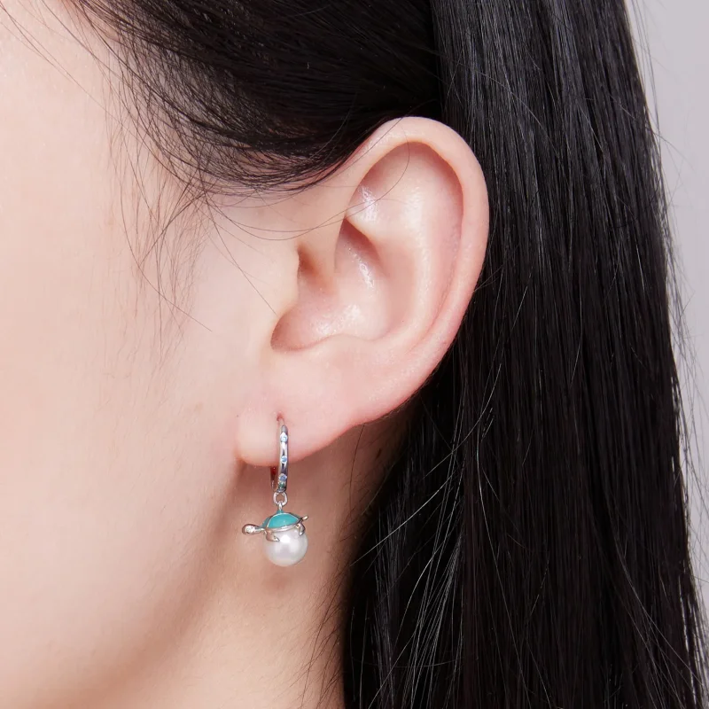 (image for) Pandora-style hoop earrings inspired by the graceful sea turtle - SCE1597 - View 4