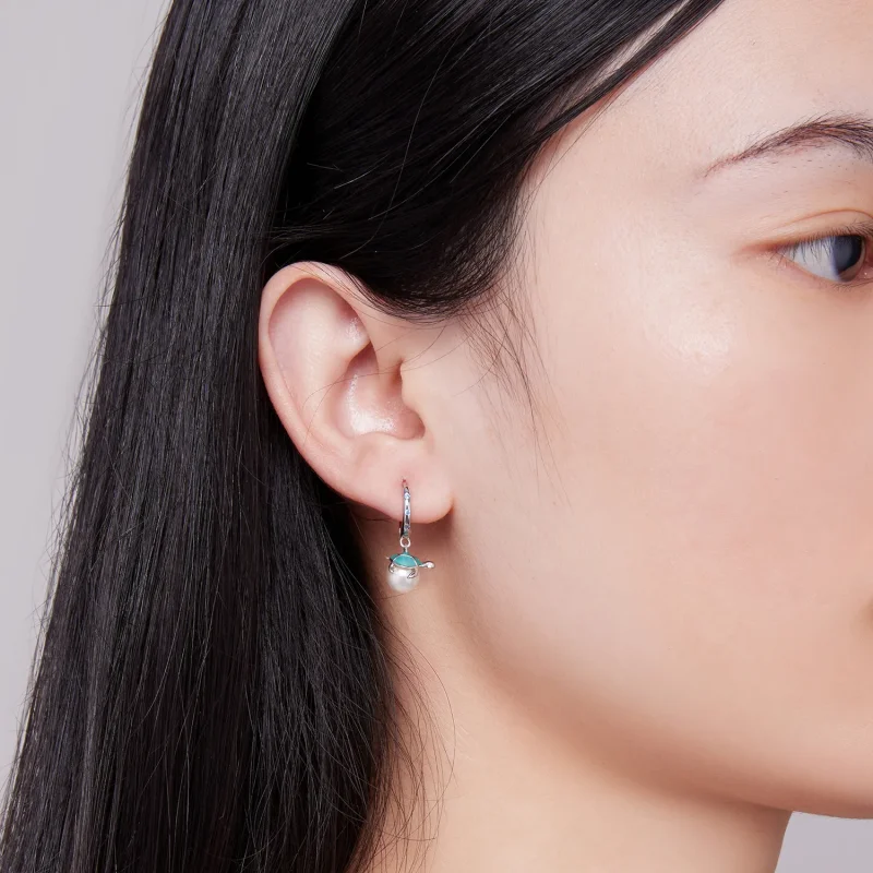 (image for) Pandora-style hoop earrings inspired by the graceful sea turtle - SCE1597 - View 6