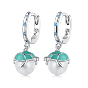 (image for) Pandora-style hoop earrings inspired by the graceful sea turtle - SCE1597