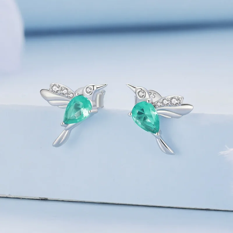 (image for) Pandora Style Hummingbird Stud Earrings - BSE849 - View 2