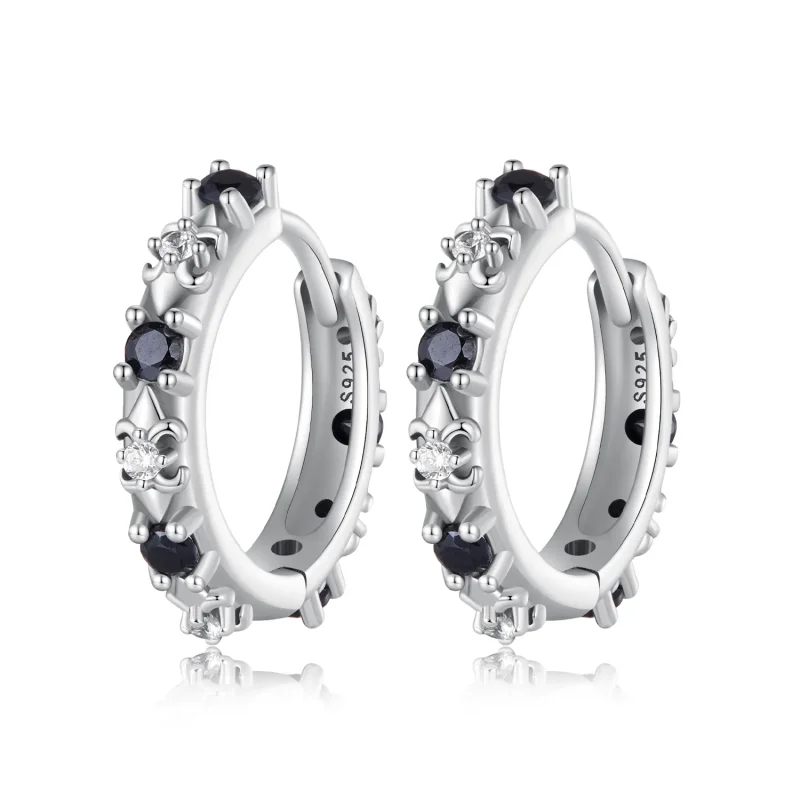 (image for) Pandora Style Iris Hoops Earrings - SCE1605-BK - Product Image