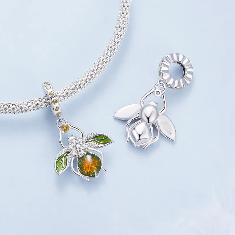 (image for) Pandora Style Lemon Bee Pendant Charm - BSC882 - View 4