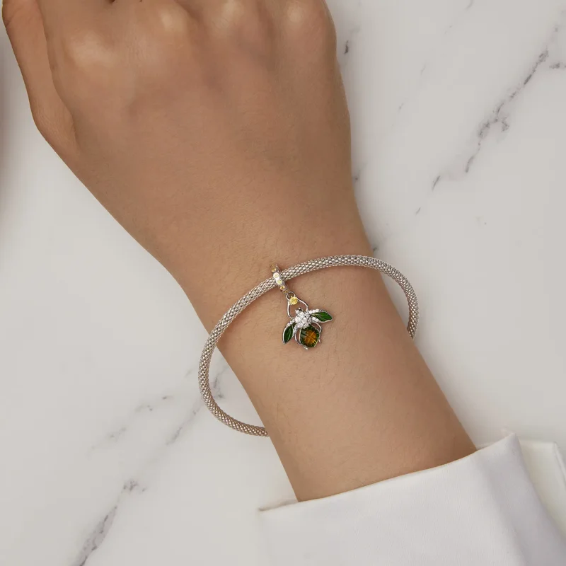 (image for) Pandora Style Lemon Bee Pendant Charm - BSC882 - View 5