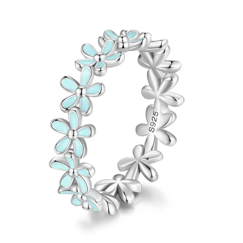 (image for) Pandora Style Little Blue Flower Ring - SCR931