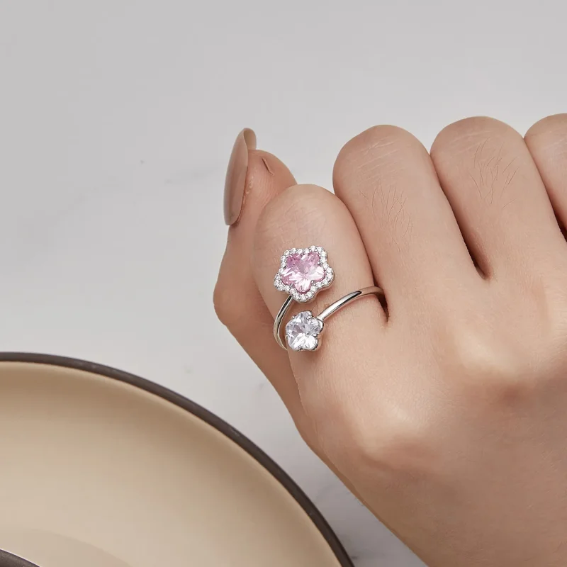 (image for) Pandora Style Little Flower Open Ring - BSR439 - View 6