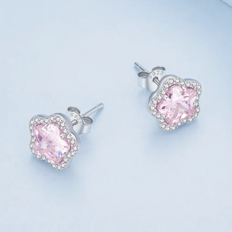 (image for) Pandora-style Little Flower Stud Earrings - BSE850 - View 4