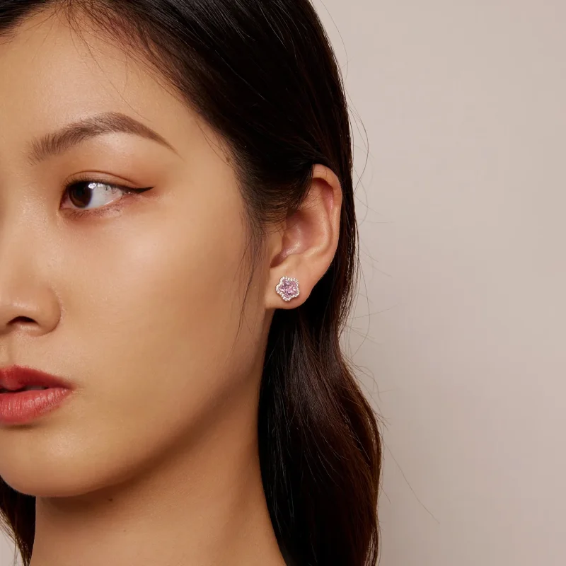 (image for) Pandora-style Little Flower Stud Earrings - BSE850 - View 6