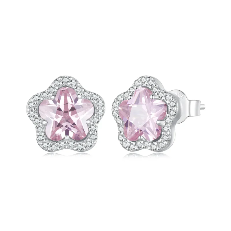 (image for) Pandora-style Little Flower Stud Earrings - BSE850 - Product Image