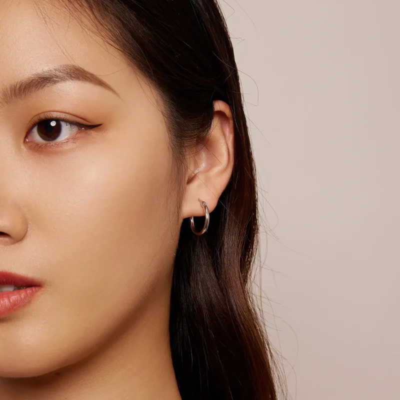 (image for) Pandora Style Medium Circle Hoops Earrings - SCE1608-M - View 7