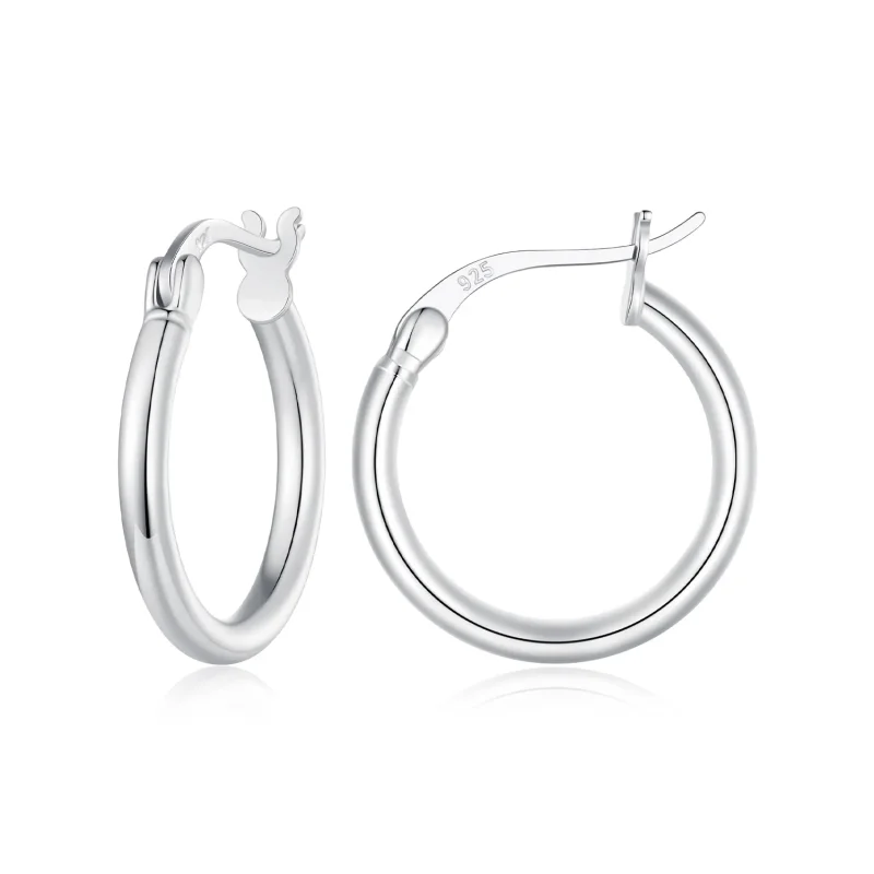 (image for) Pandora Style Medium Circle Hoops Earrings - SCE1608-M - Product Image