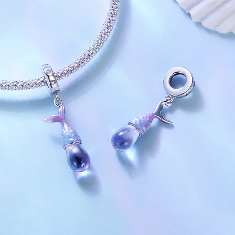 (image for) Pandora Style Mermaid Tears Pendant Charm - BSC874 - View 4