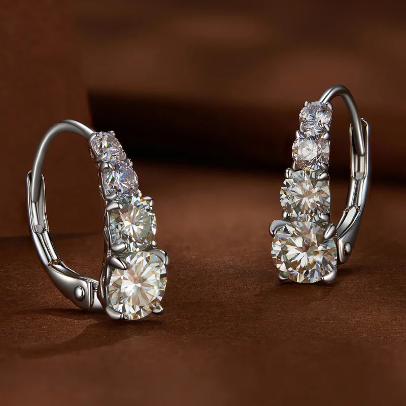 (image for) Pandora Style Moissanite Hoops Earrings - MSE023 - View 4