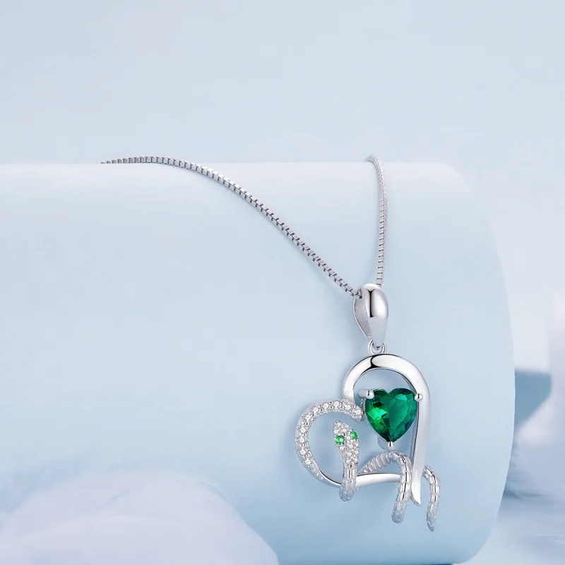 (image for) Pandora Style Necklace with an Exquisite Snake Winding Heart Shape - BSN327 - View 2