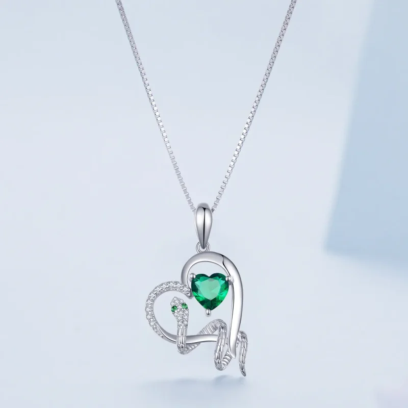 (image for) Pandora Style Necklace with an Exquisite Snake Winding Heart Shape - BSN327 - View 3