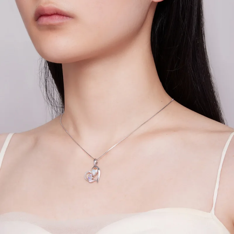 (image for) Pandora Style Necklace with Delicate Unicorn Heart - BSN328 - View 5