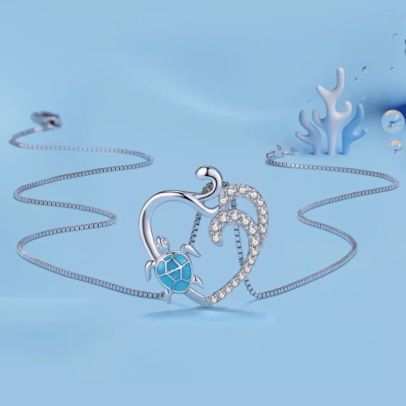 (image for) Pandora Style Necklace with Sea Turtle - SCN499 - View 3