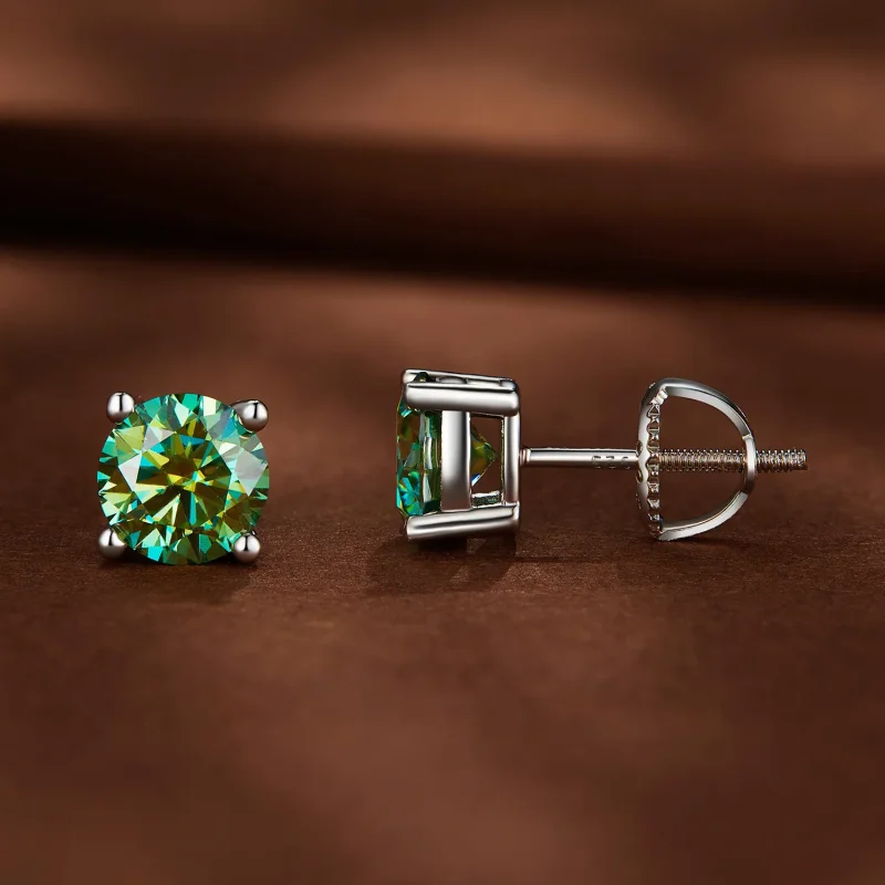 (image for) Pandora Style One Carat Four Claw Moissanite Stud Earrings - MSE003-CFL - View 2