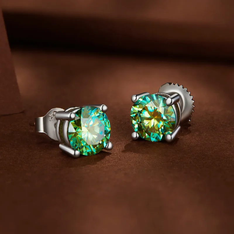 (image for) Pandora Style One Carat Four Claw Moissanite Stud Earrings - MSE003-CFL - View 3
