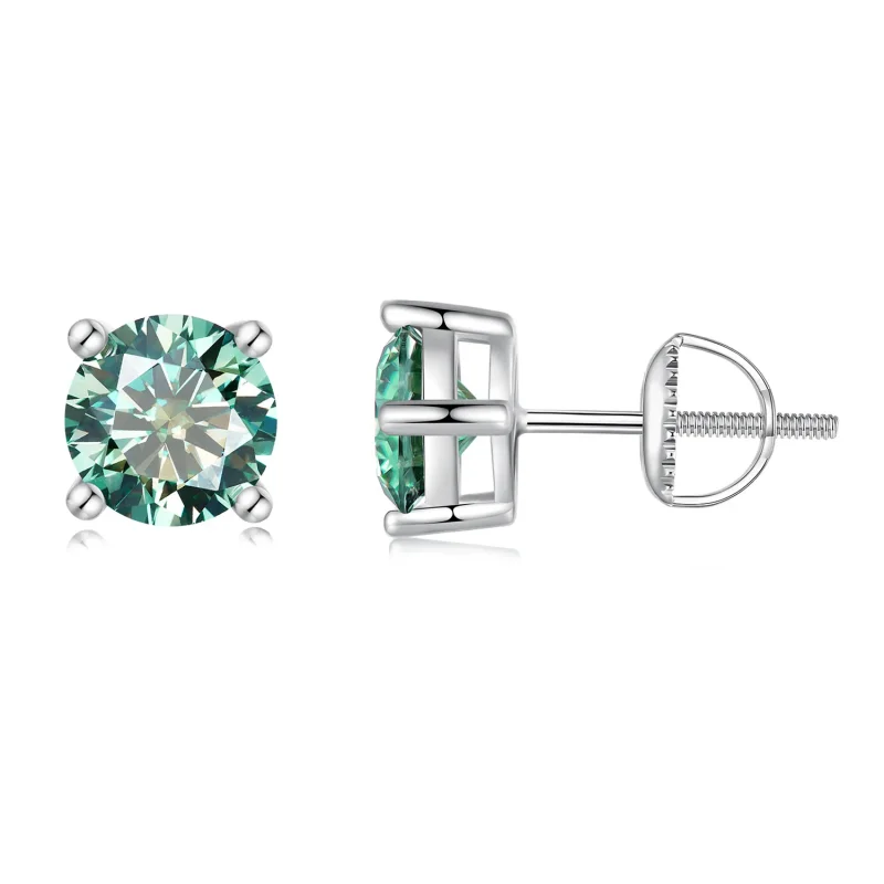 (image for) Pandora Style One Carat Four Claw Moissanite Stud Earrings - MSE003-CFL - Product Image