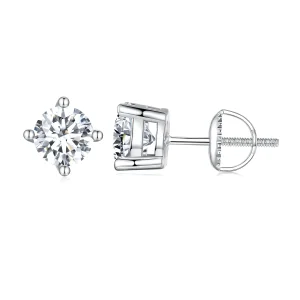(image for) Pandora Style One Carat Four Claw Moissanite Stud Earrings - MSE003-L