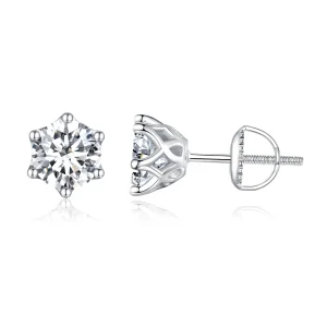 (image for) Pandora Style One Carat Four Claw Moissanite Stud Earrings - MSE004-L