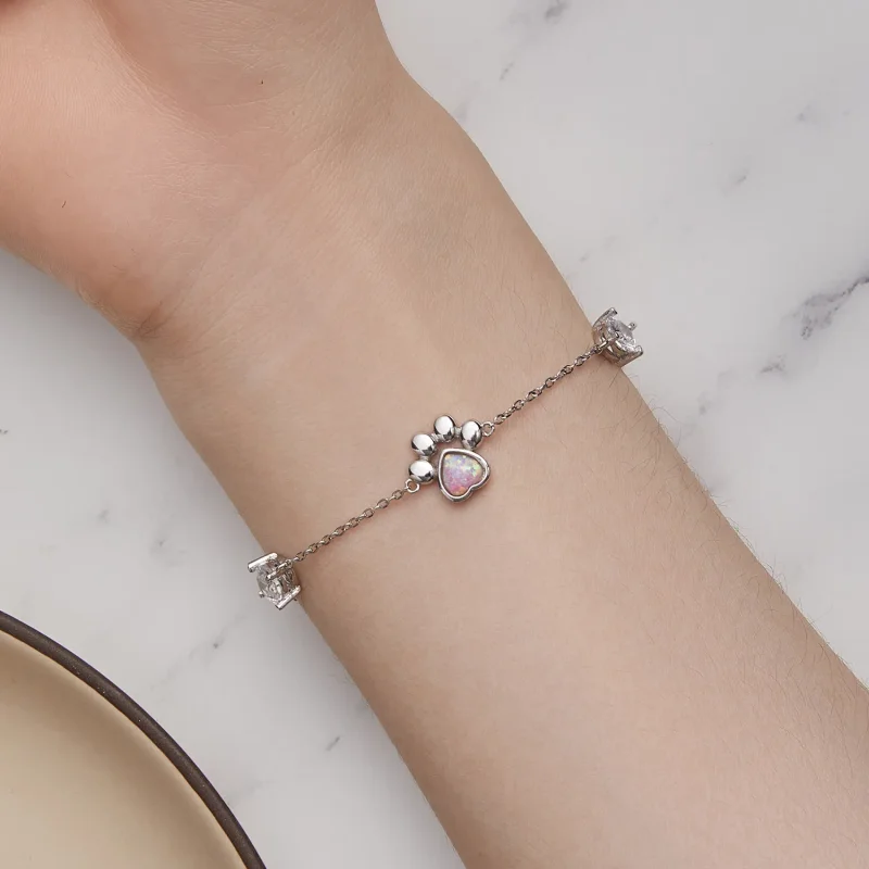 (image for) Pandora Style Opal Paw Print Bracelet - SCB256 - View 7