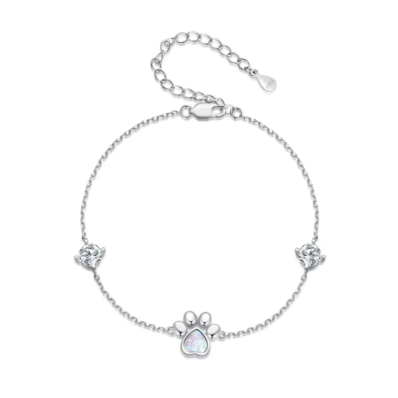 (image for) Pandora Style Opal Paw Print Bracelet - SCB256 - Product Image